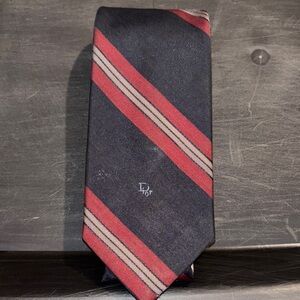 Dior Navy and Red Striped Tie